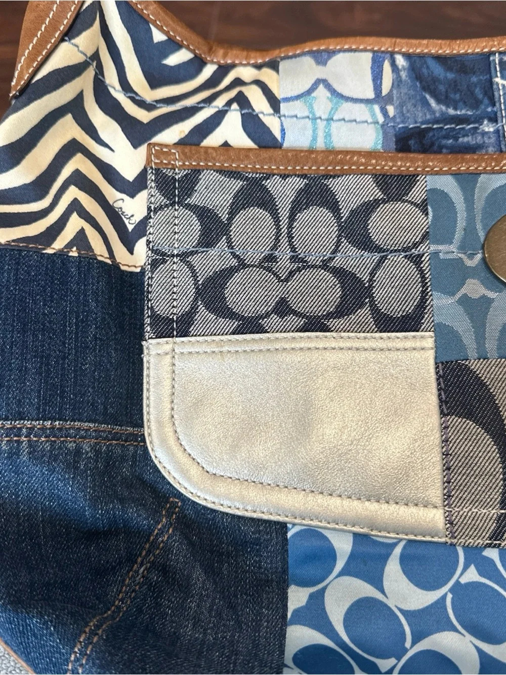 Coach Patchwork Shoulder Bag in Blue Multi